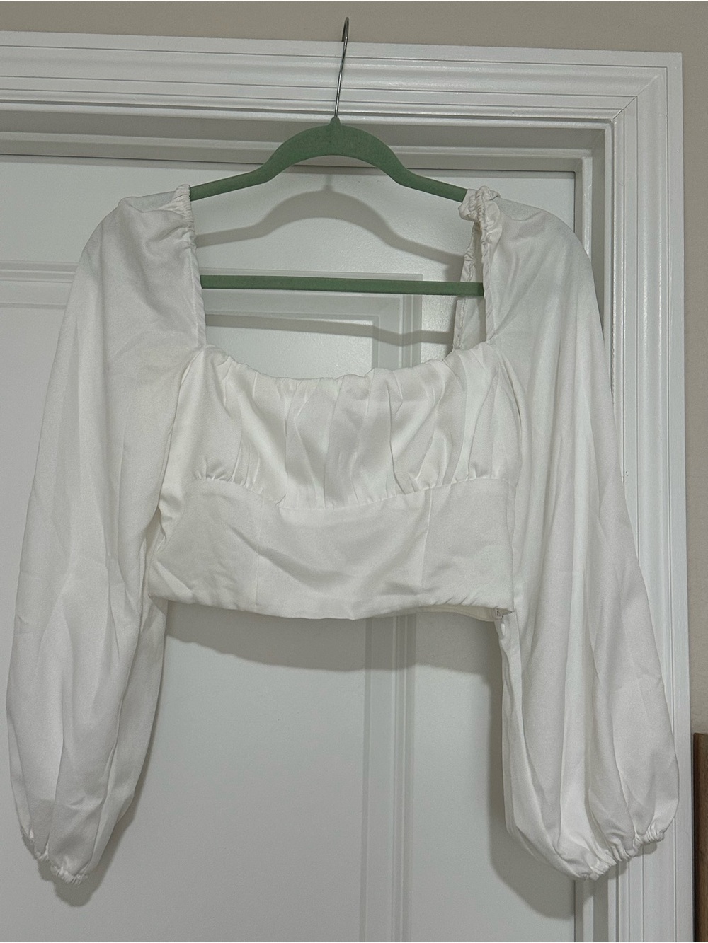 Princess Polly White Puff Sleeve Square-Neck Crop Top